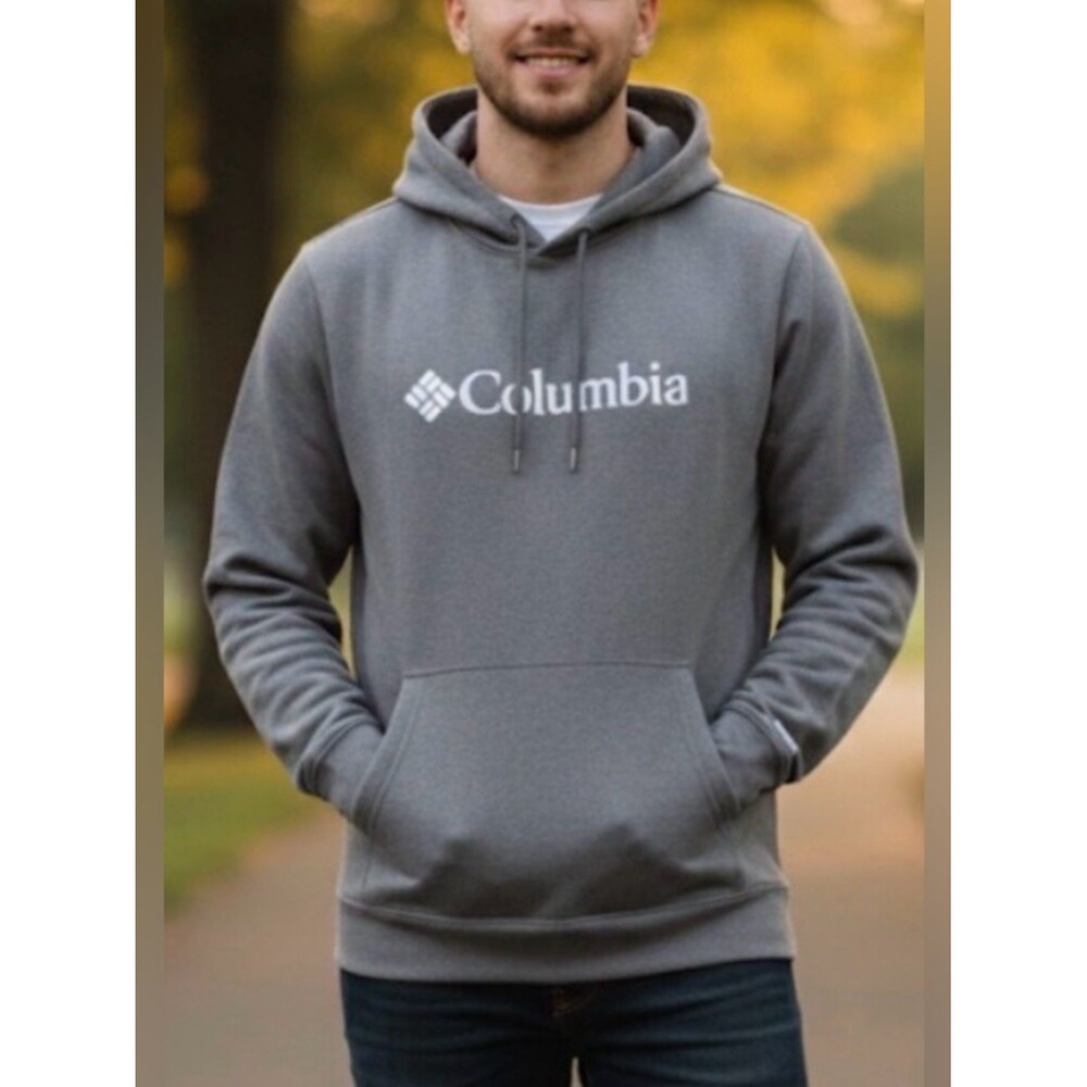 Columbia Sportswear Gray Spell Out Pullover Hoodie with Relaxed Fit Size XL